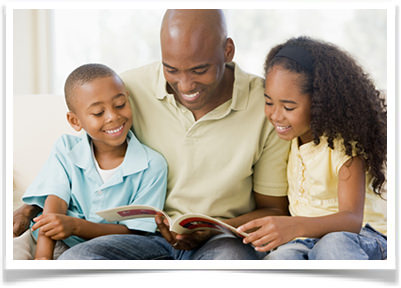 Man reading to children